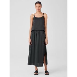 Eileen fisher Hammered Silk Cotton A-Line Skirt Graphite Black‎ SMALL